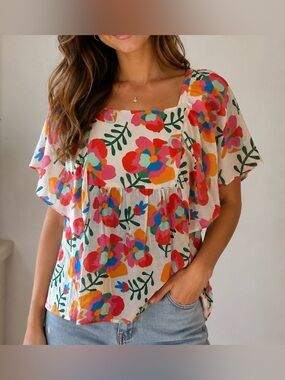 Crosby By Mollie Burch Multicolor Floral Blouse